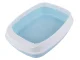 Open Cat Litter Box with Frame and Scoop, 45x34x12 cm, Blue