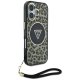 Guess HC IML Leopard Triangle Cord Strap MagSafe dėklas iPhone 16, rudas