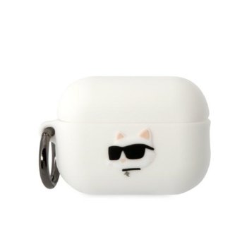 Karl Lagerfeld AirPods Pro 2 silikoninis dėklas Choupette Head 3D, baltas