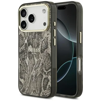 Guess Python Pattern MagSafe dėklas iPhone 17 Pro / 18 Pro, rudas
