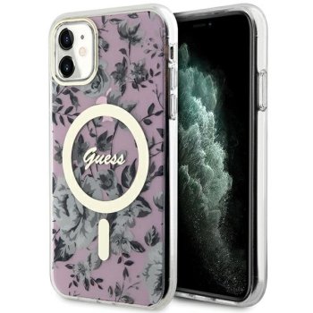 Guess dėklas iPhone 11 / XR Flower MagSafe, rožinis