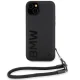 BMW dėklas iPhone 15 / 14 / 13 telefonams, Signature Leather Wordmark Cord, juodas