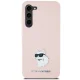Samsung Galaxy S24+ Plus (SM-S926) Karl Lagerfeld Silicone Choupette Metal Pin Case Cover, Pink