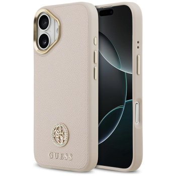Guess Grained Strass MagSafe dėklas, skirtas iPhone 17, rožinis