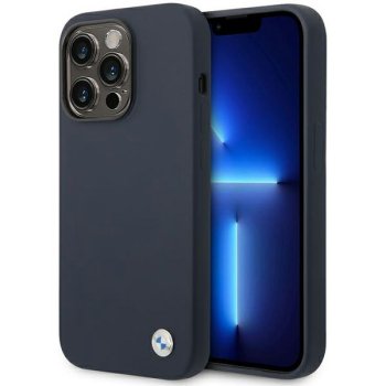BMW Silicone dėklas iPhone 14 Pro Max su MagSafe, tamsiai mėlynas
