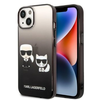 Karl Lagerfeld K&Choupette Centered Grad dėklas iPhone 14 Plus telefonui, juodas