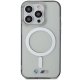 BMW dėklas iPhone 14 Pro Max telefonui su Silver Ring MagSafe, skaidrus