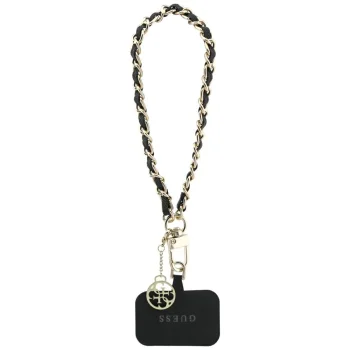 Guess Universal Hand Strap Saffiano Chain 4G Charm riešo dirželis, juodas