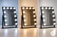Kosmetinis makiažo veidrodis ModernHome su LED apšvietimu 30x40 cm, 12 lempučių, juodas