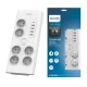 Philips prailgintuvas su viršįtampių apsauga, 6 lizdai, USB-C, 4x USB-A, 2m, baltas