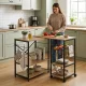 Virtuvinė lentyna-sala ModernHome su pasukamu stalviršiu, lentynomis ir kabliukais