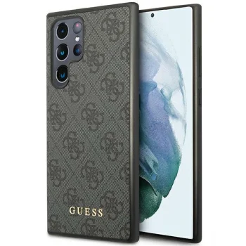 Guess Samsung Galaxy S24 Ultra dėklas 4G Metal Gold Logo, juodas