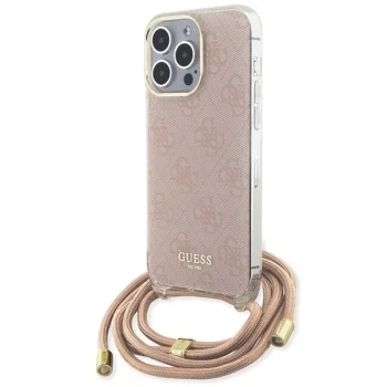 Guess iPhone 15 Pro Case HC Crossbody Cord 4G Print, Pink