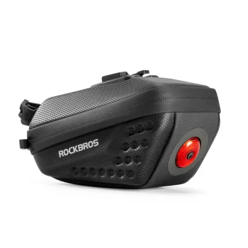 Rockbros C59 Hard Shell Bike Saddle Bag with 250mAh Light - Black