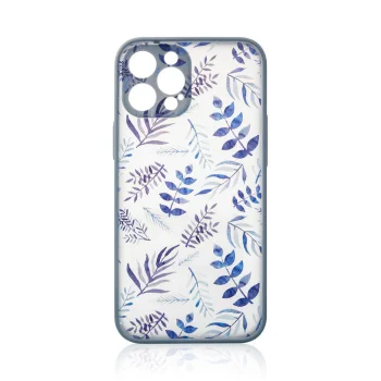 Dėklas iPhone 12 Pro Max Design Case su gėlių raštu, tamsiai mėlynas