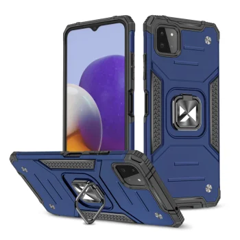 Wozinsky Ring Armor dėklas Samsung Galaxy A22 4G su žiedu ir stovu, mėlynas