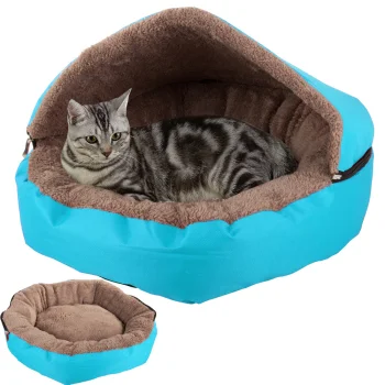 Soft Pet Bed House for Dogs and Cats with Removable Roof, Blue