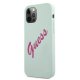 Guess Silicone Vintage Script dėklas, skirtas iPhone 12 Pro Max, mėlynas/fuksijų