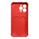 Silikoninis dėklas iPhone 13 Mini su kortelių dėklu Card Armor, raudonas