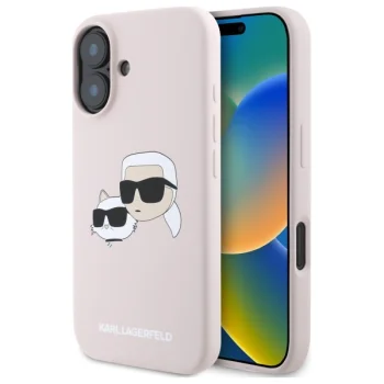 Karl Lagerfeld Silicone Karl & Choupette MagSafe dėklas iPhone 16, rožinis
