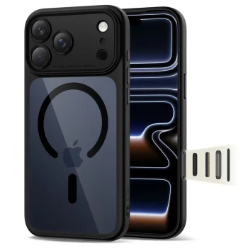 Tech-Protect Magpeak MagSafe CC Case for iPhone 17 Pro Max Clear Black