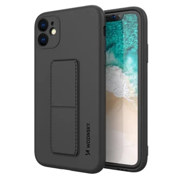 Wozinsky Kickstand Case dėklas su stovu iPhone 12 Pro Max telefonui, juodas