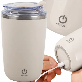 Automatinis maišomasis puodelis su USB įkrovimu, 350 ml, smėlio