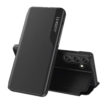 Eco Leather View Case elegant case with flap and stand  Samsung Galaxy S25 Edge - black