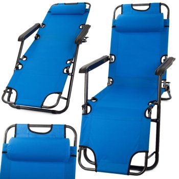Sulankstomas sodo gultas Zero Gravity 2in1, mėlynas