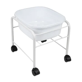 White Pedicure Basin with Wheels