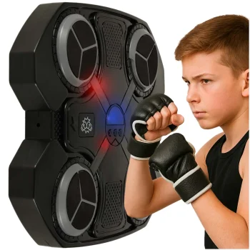 Sieninis bokso treniruoklis su Bluetooth ir LED, juodas/pilkas