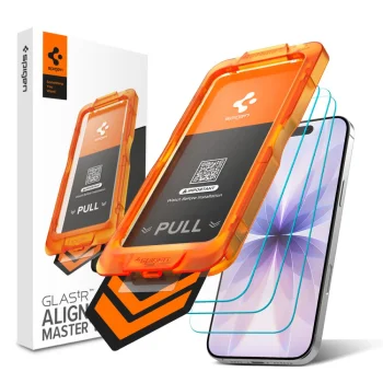 Apsauginis stiklas Spigen Glas.tR AlignMaster Slim, skirtas iPhone 17 (3 vnt.)