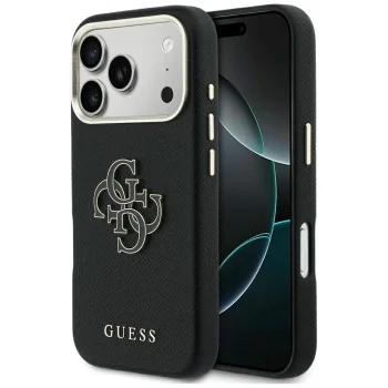 Guess FW Resin Logo dėklas Apple iPhone 17 Pro, juodas