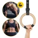 4FIZJO Wooden Gymnastic Rings for Pull-Ups, Green