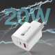 A6MaxL 20W USB-A USB-C įkroviklis su USB-C - USB-C 1m laidu, baltas