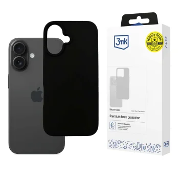 3mk Silikoninis dėklas iPhone 16 Plus telefonui, juodas