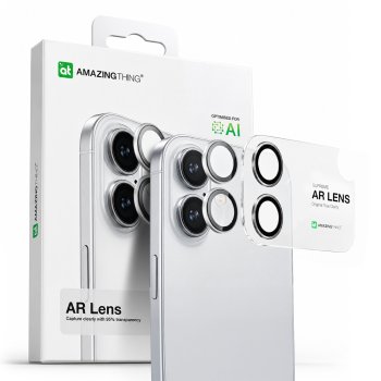 AmazingThing iPhone 17 Lens Glass with Silver Aluminum Frame