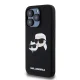 Karl Lagerfeld dėklas iPhone 15 Pro telefonui Silicone Karl & Choupette MagSafe, juodas