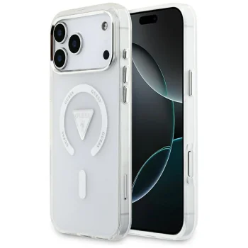 Guess IML Gradient Triangle Logo MagSafe Case for iPhone 17 Pro Max, Transparent