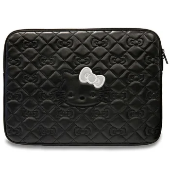 Hello Kitty Zip PU Quilted Bows 14" nešiojamojo kompiuterio dėklas, juodas
