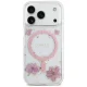 Guess Resin Flowers Glitter MagSafe dėklas iPhone 17 Pro, rožinis