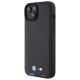 BMW iPhone 15 Plus Case Leather Stamp Tricolor, Black