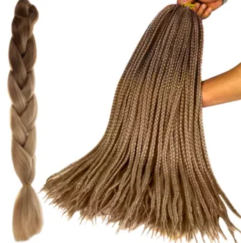 Kanekalon sintetinės ombre kasytės šukuosenoms, 60 cm, kreminės