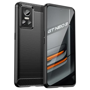 Carbon Case for Realme GT Neo 3, Flexible TPU Cover, Black