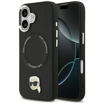 Karl Lagerfeld Karl Pin MagSafe dėklas, skirtas iPhone 17, juodas