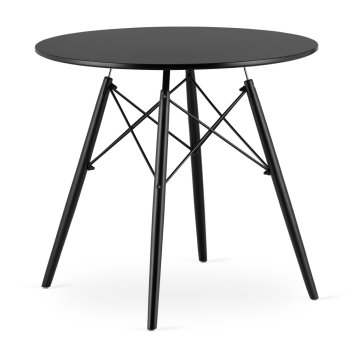 Apvalus valgomojo stalas 80 cm su buko medienos kojomis, juodas