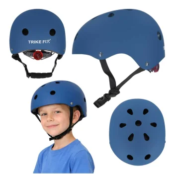 Trike Fix vaikiškas dviratininko šalmas su LED, S (48-54cm), tamsiai mėlynas