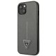 Guess Saffiano Triangle Logo dėklas, skirtas iPhone 14 Plus, sidabrinis