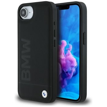 BMW Leather Hot Stamp dėklas, skirtas iPhone 16e, juodas