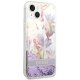 Guess Flower Liquid Glitter dėklas, skirtas iPhone 14 Plus, violetinis